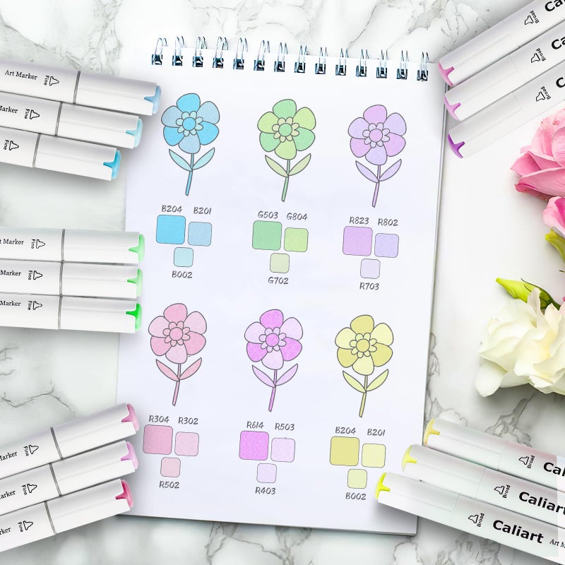 Caliart Pastel Markers  61 Colors Dual Tip Alcohol Markers  Easter Basket Stuffers for Kids Teens Toddler  Sketch Pens Permanent Art Markers Set for Adult Book Eggs Decorations Gift Drawing Supplies - Image 4